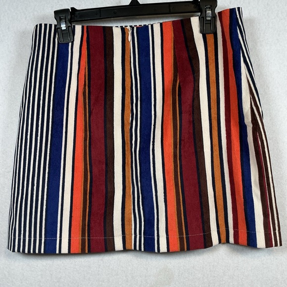 Altar'd State Striped Corduroy Mini Skirt Burgundy‎ Multicolor Women's Large NWT - Picture 4 of 8